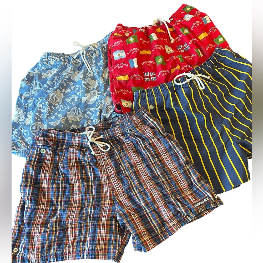 Set of 4 Vintage Facconable Swim Trunks Size Men’s Medium Various Prints
